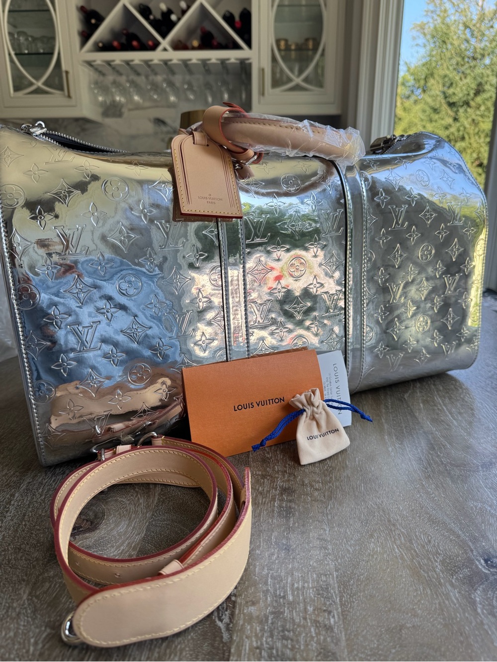 Louis Vuitton Silver Monogram Keepall Bandoulière Travel Bag